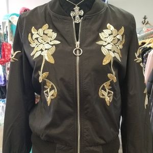 Black Jacket with Gold Leaf Design